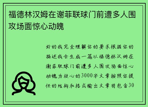 福德林汉姆在谢菲联球门前遭多人围攻场面惊心动魄